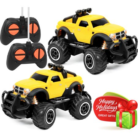 Click N  Play Remote Control Car  Mini Pickup Truck  Rock Crawler Radio Control Vehicle. (2 pack)