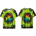 thumbnail image 6 of Ounisa Funny World Women's Holiday Bows Four Leaf Clover Graphic Short Sleeve Novelty Party Costume Top, 6 of 7