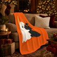 thumbnail image 3 of Black Cat Portrait Bright Feline Artwork Playful Graphic Style Cat Lovers Whimsical Feline Motif Warm Flannel Blanket, Pet Adoption Gift for Living Room and Bedroom Home Decor, 3 of 9