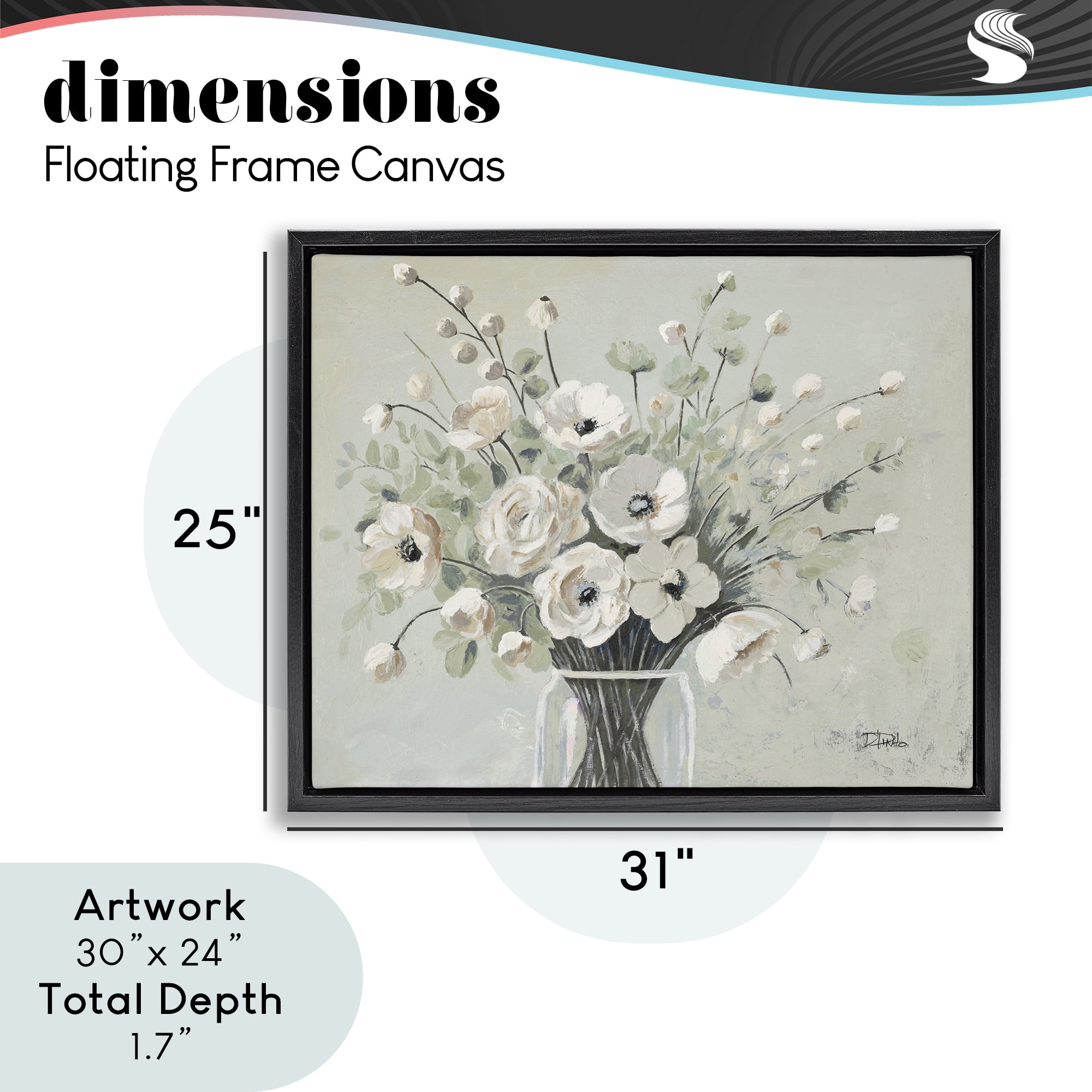 Stupell Industries Siempre Bella Bouquet Black Framed Floater Canvas Wall Art, design by Patricia Pinto