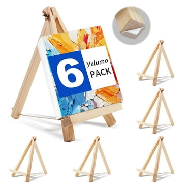 Yalumo 9 Inch Wood Easels for Small Crafts 6 Pack, Easel Stand for Painting Canvases, Graduation ceremony Art Supplies with Anti-slip Glue Dots
