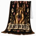 thumbnail image 2 of German Shepherd person Heart Duty Floral Portrait, Cozy Pet Portrait Pattern, Warm Flannel Blanket for Living Room and Reading Nook, Dog Moms decorative theme Gift, Pet Lover Home Decor, 2 of 9