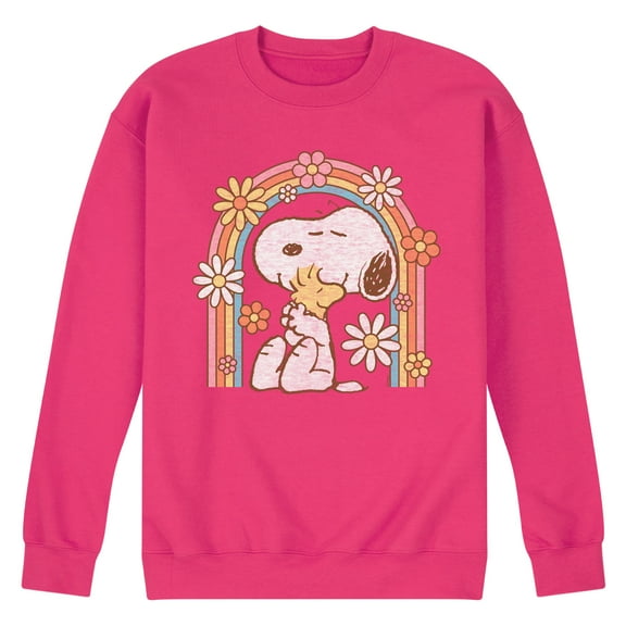 Peanuts - Retro Flower Rainbow - Men's Crew Neck Fleece Pullover