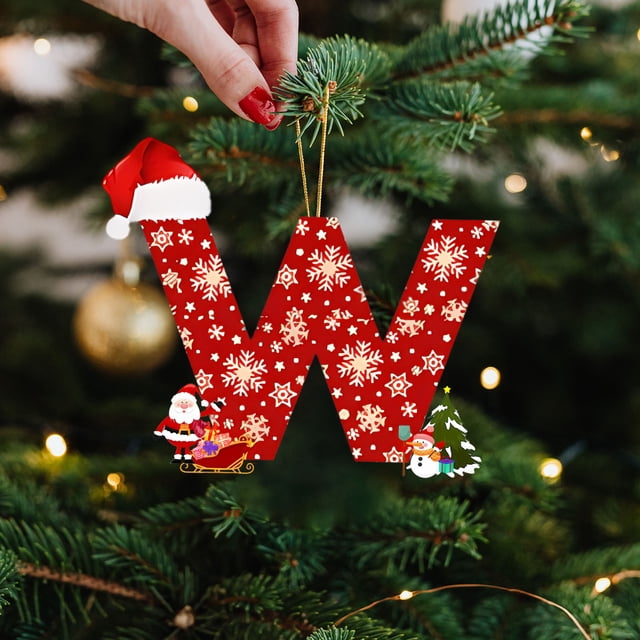 Adornos navideños colgantes con 26 letras para árbol de Navidad, adornos navideños personalizados para hacer tú mismo, decoración navideña, decoración colgante para árbol de Navidad, decoración para p