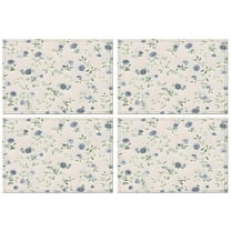 Pioneer Flower Floral Print Pattern Summer Placemats Table Placemats Set Of 4-Linen Kitchen Washable Placemats Table Mats 12x18 Inch Non-Slip Heat Resistant