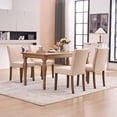 thumbnail image 5 of YOUNIKE Mid-Century Modern Dining Chairs Set of 2, 18.9"H Linen Upholstered Kitchen Side Chairs with Solid Wood Legs, Armless Parsons Chairs, Beige, 5 of 18