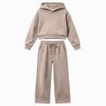 thumbnail image 5 of Zuwimk Toddler Boy Girls Sweatsuit Long Sleeve Hoodie Sweatshirt and Jogger Pants 2PC Sets Fall Clothes Outfit(T044-Khaki), 5 of 6