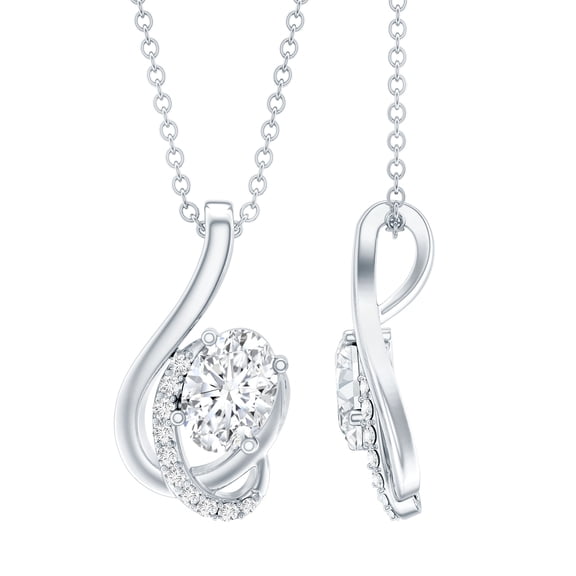 Rosec Jewels Lab Grown Diamond Pendant with Chain - EF-VS Grade Certified Necklace for Birthday, 925 Sterling Silver