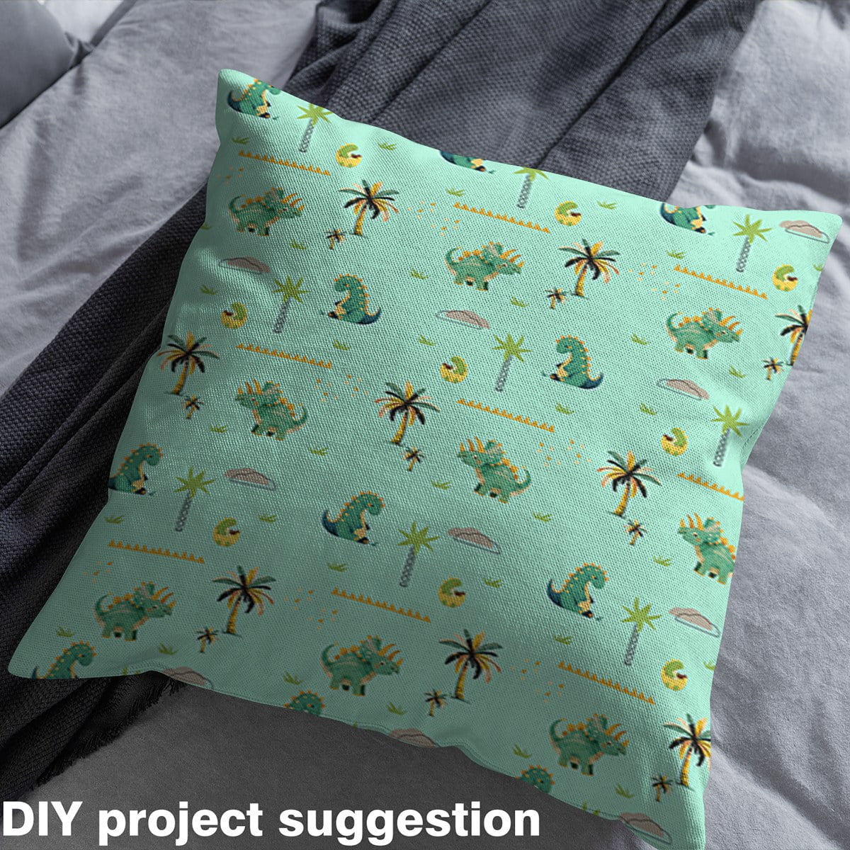 Homewish Green Dinsaur Fabric by the Yard 2 Yard,Tropical Botanical Coconut Room Decor Fabric by the Yard,Rustic Plant Fabric for Sewing For Boy Teens,Luxury Bedroom Decor