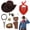 Red, variant on Forfamy 7 Pcs Western Cowboy Fancy Dress Accessories Set with Cowboy Hat, Holster, Bandanna, Sheriff Badge, Glasses, Belt Accessories for Halloween, Cosplay, Western Theme Party