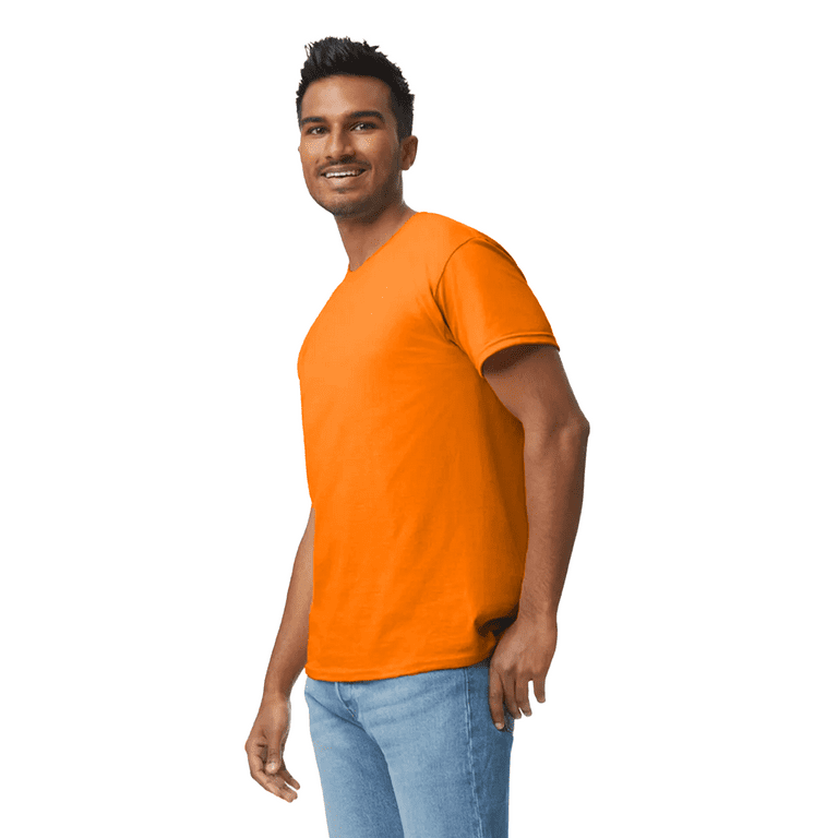 Gildan Hi Vis Short Sleeve T-Shirt, Safety Orange, 5.3oz, ANSI