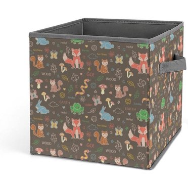 Faty-T Colorful Doodle Animals Fabric Foldable Storage Bins with Handles for Clothes Nursery