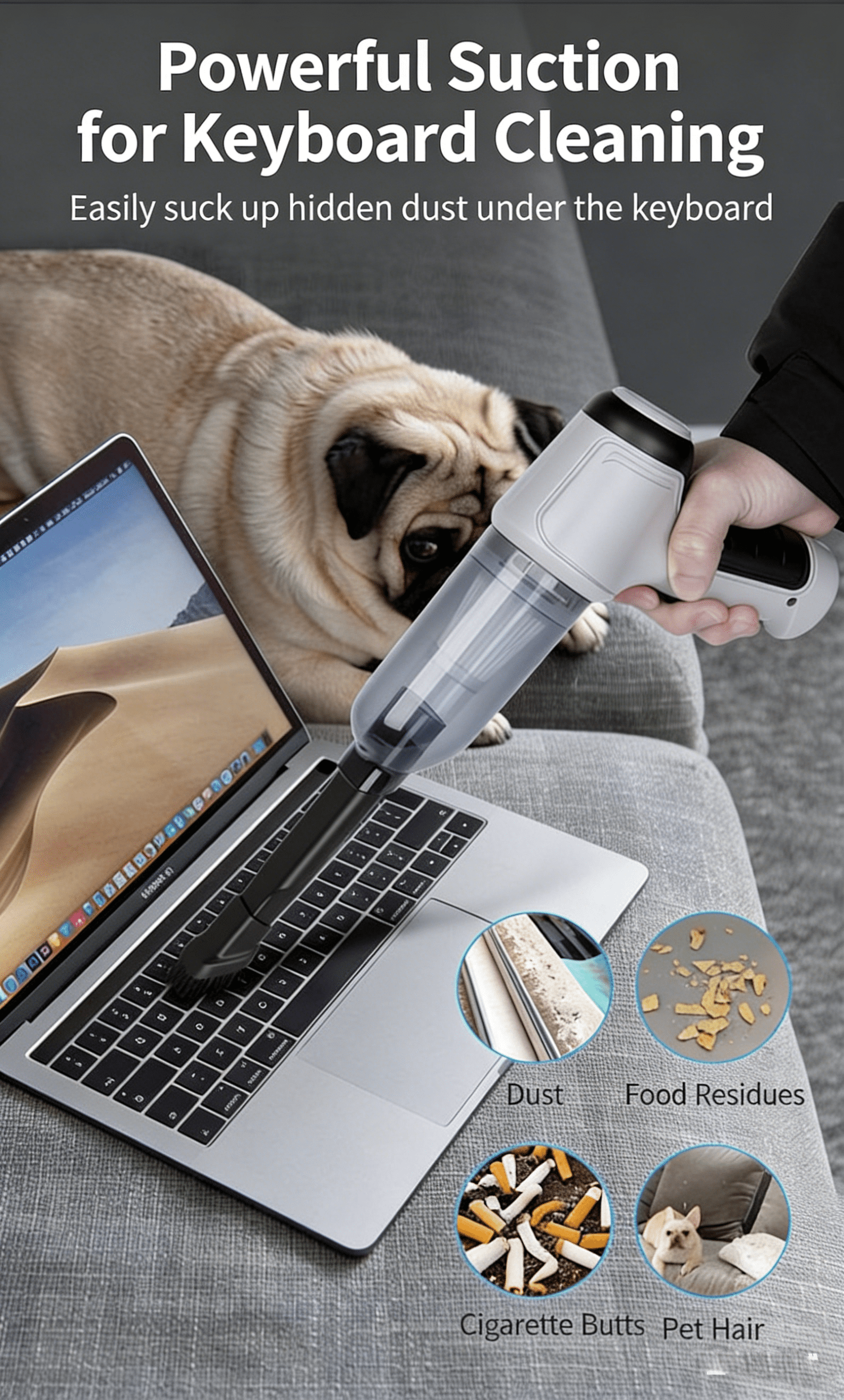Cordless Handheld Vacuum Cleaner Portable Car Vacuum High Power Rechargeable for Home & Vehicle