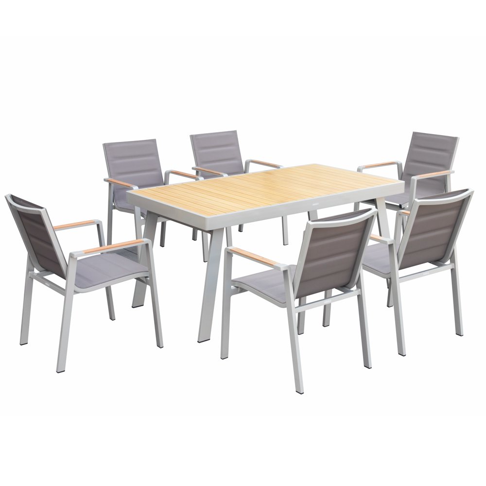 Higold 3801 Nofi Patio Furniture, 7 Pieces Patio Dining Sets with Grey