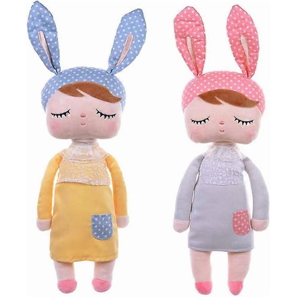 Metoo Dolls Plush Bunny Rabbit Soft Toys Sleeping Angela Doll for Baby Toddler 13 Inches (pack of 2)