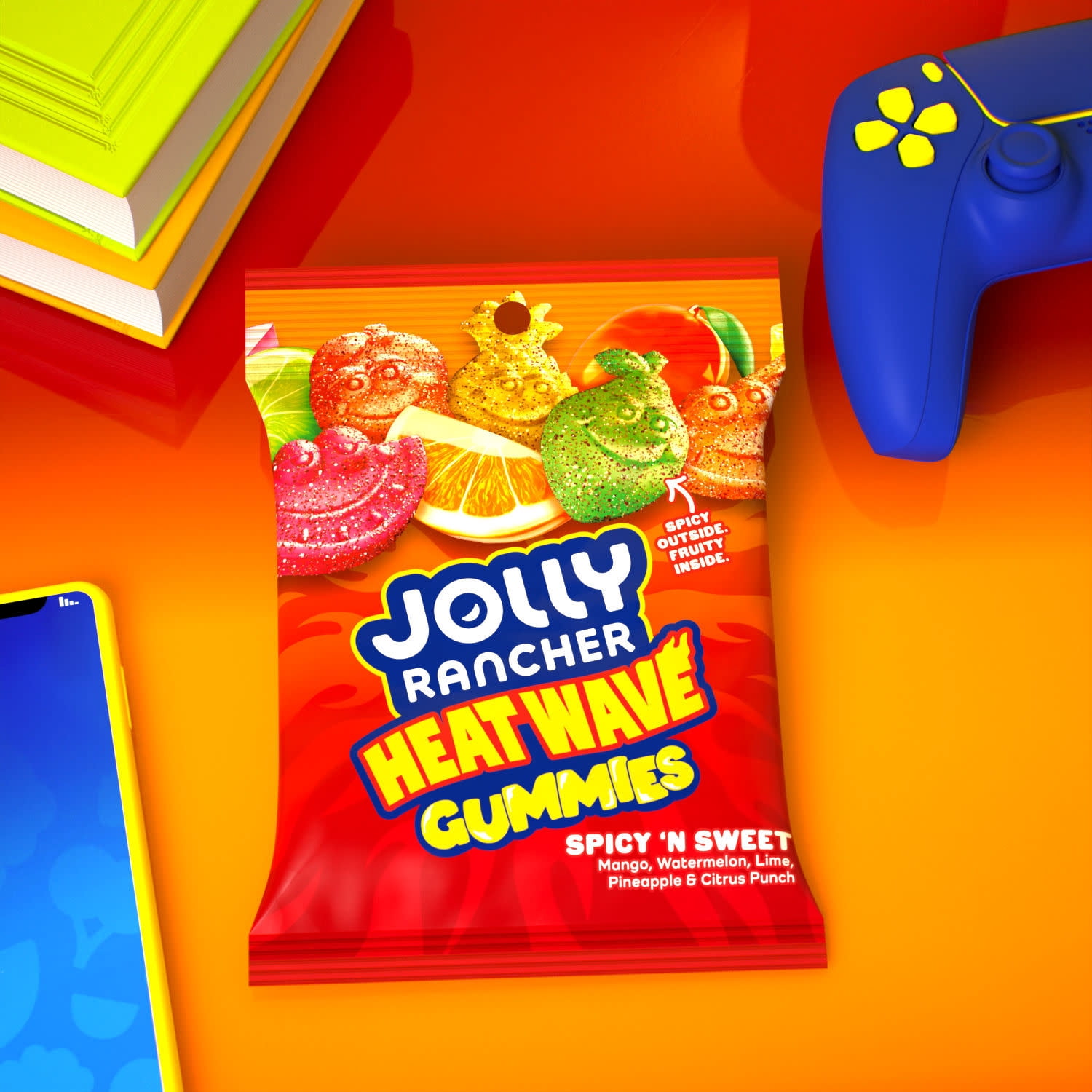JOLLY RANCHER Heat Wave Gummies Spicy ‘n Sweet Assorted Fruit Flavored Candy Bag, 6 oz