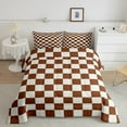 thumbnail image 2 of Erosebridal Plaid Comforter Set Queen Beige Caramel Brown Checkerboard Quilt Set Geometric Checkered Bedding Set,Aesthetic Grid Duvet Set Modern Room Decor 3 Pcs, 2 of 8