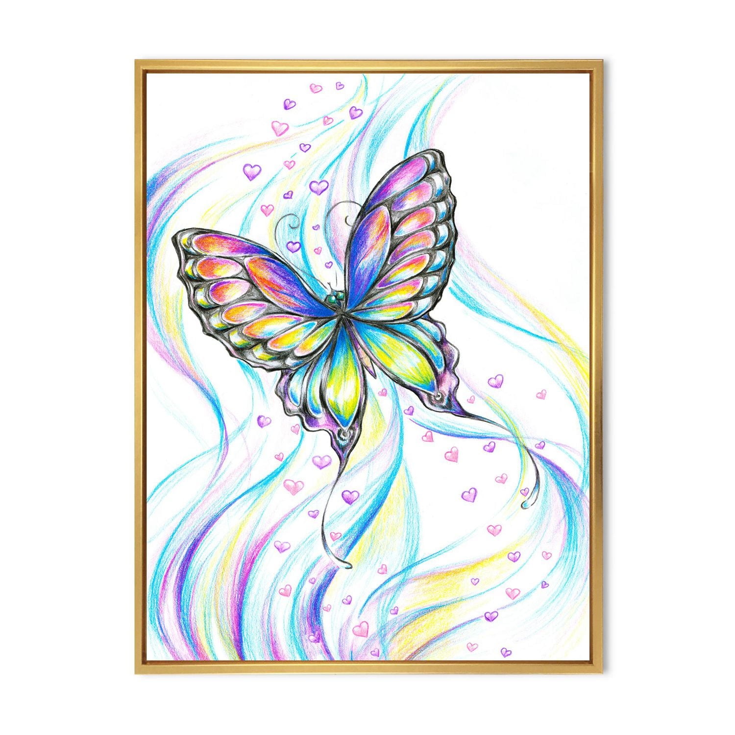 Designart Iridiscent Butterfly FLOAT FRAME WALL ART