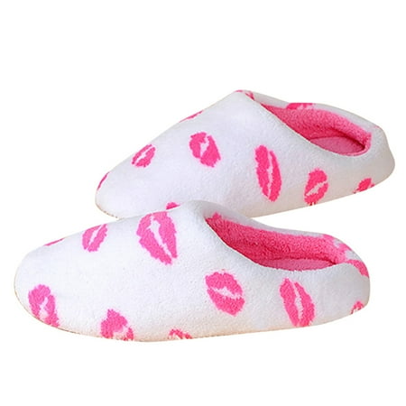 Comfy Feet Kentucky Wildcats Slippers - Outgeek Trendy Fluffy Lips Pattern Comfy House Slippers Winter Warm Casual Shoes Sandals for Women Girls