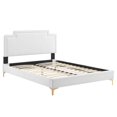 thumbnail image 3 of Platform Bed Frame, King Size, White, Velvet, Mid Century French Bedroom, Modern Contemporary Boutique HB35453, 3 of 12