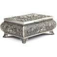 thumbnail image 3 of Joyero de plata antiguo - Caja de metal estilo floral vintage para, 3 of 5