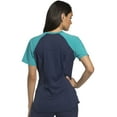 thumbnail image 2 of Cherokee Infinity Women Scrubs Top, Colorblock V-Neck, CK690A, XS, Navy, 2 of 7