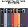 thumbnail image 2 of PU Leather Solid Color Ultra Thin Personality Phone Case for iPhone 13 Pro Max 12 11 X XS XR 8 7, Shockproof Phone Back Cover(Purple,12), 2 of 8