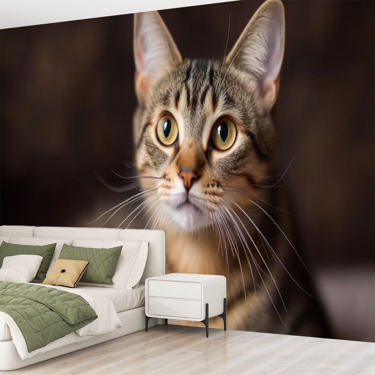 Peel and Stick Wallpaper Tabby Cat Animal Kitten Kitten Poster Cat Whiskers Expressive Eyes Modern Art Wall Mural Decor Self Adhesive and Removable 69in x 98in