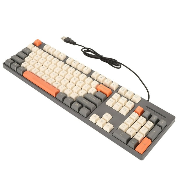 Clavier Mécanique de Jeu, Clavier d'Ordinateur Filaire USB 104 Touches, Plug and Play, Clavier Compact pour XP 7 8 10 11 pour OS X