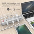 thumbnail image 5 of Power Strip (3-Sided) with 6 Ft Cord, POWSAF Surge Protector with 18 Outlets and 3 USB Ports, 6 Feet Heavy Duty Extension Cord (1875W/15A), ETL Listed, White, 5 of 7