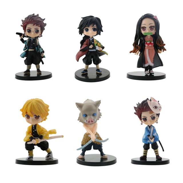 6pcs Kawaii Anime Figura Demon Slayer Nezuko Tanjirou Zenitsu Inosuke Kyoujurou Muñeca Q Versión Figural Modelo Decoración De Escritorio Gao Jiahui unisex