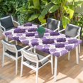 thumbnail image 2 of Purple Geometric Moroccan Table Cloths for 4 Foot Rectangle Tables, Abstract Art Purple Ombre Modern Patio Waterproof Elastic Fitted Tablecloths, Washable Rectangular Table Cover for Camping, 2 of 8