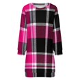 thumbnail image 5 of Pink And Black Plaid Pattern Women Elegant Long Sleeve Warm Dress Autumn Winter Sweater Dress Casual Pullover Mini Dresses, 5 of 7