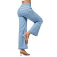 thumbnail image 2 of roswear Women's Wide Leg Petite Jeans Stretchy, 26.4" Inseam, Size 4-16, 2 of 6