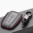 thumbnail image 4 of Vitodeco Genuine Leather Smart Key Fob Case Compatible with Toyota Rav4, Camry, Prius, Highlander, CH-R, Avalon, Toyota 86, Mirai (4 Buttons, Black/Red), 4 of 5