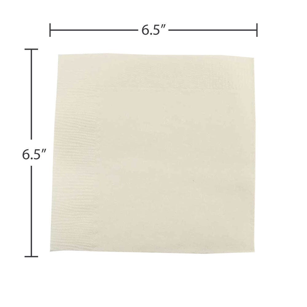 JAM Paper Medium Lunch Napkins, 6 1/2 x 6 1/2, Ivory White, 40/Pack