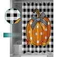 thumbnail image 3 of Fall Shower Curtain Orange Pumpkin Shower Curtains for Bathroom Black Buffalo Plaid Bath Curtains Sets with Hooks for Autumn Thanksgiving Seasonal Bathroom Decor Polyester Fabric Waterproof 72 x 84 in, 3 of 6