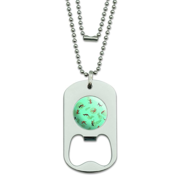 Fire Belly Newts Swimming Pattern Military Dog Tag Bottle Opener Pendant