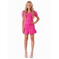 thumbnail image 2 of 2Bunnies Girls' 8Y-10Y Tween Teen Smocked Ruffle Party Dance Mini Dress On and Off Shoulder Puff Sleeve, 2 of 3