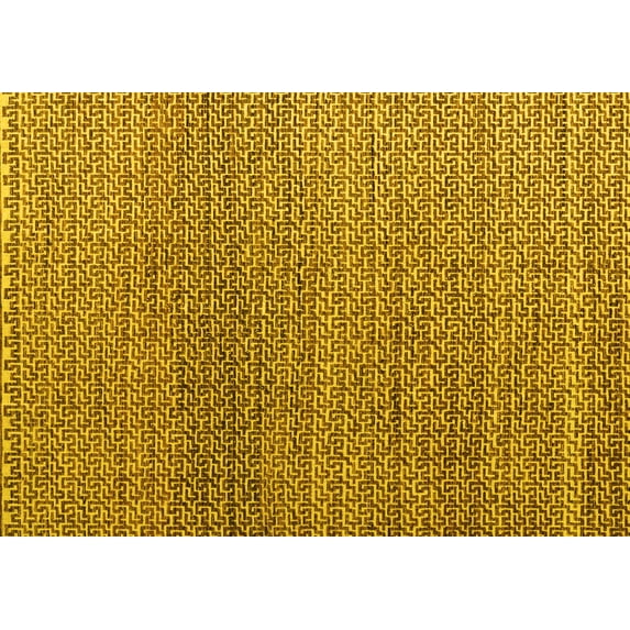 Ahgly Company Machine Washable Indoor Rectangle Abstract Yellow Modern Area Rugs, 5' x 8'