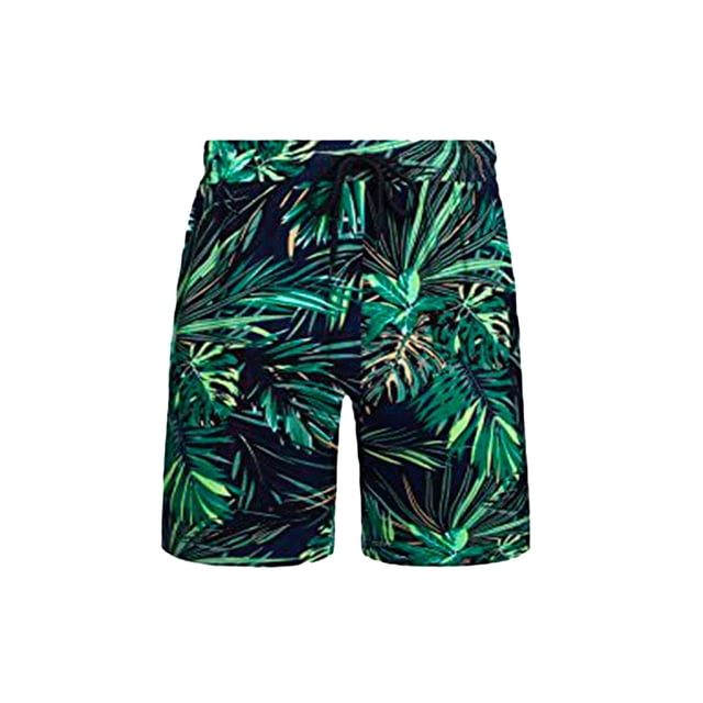 Txlixc Pantalones cortos de playa para hombres con cintura elástica, impresión hawaiana suelta Txlixc moda