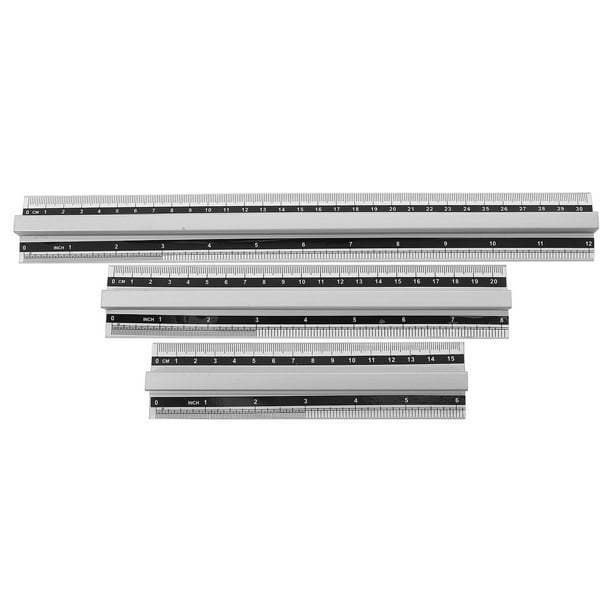 3 reglas matemáticas de aluminio con asas, herramienta de medición, herramientas geométricas, reglas de medición multiusos