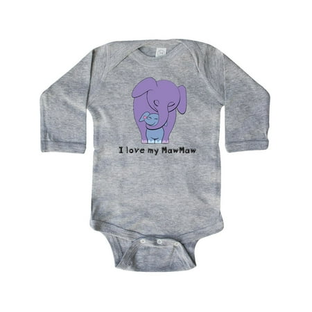 

Inktastic I Love my MawMaw Elephant Purple Blue Gift Baby Boy Long Sleeve Bodysuit