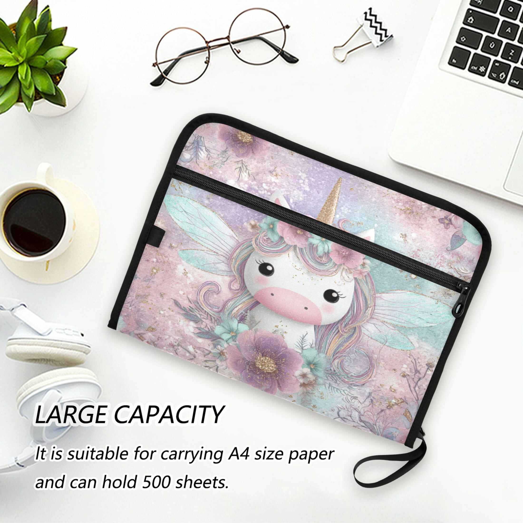 Wobogo Cute Unicorn Expanding File Folder Letter Size Accordion Filing Organizer 13 Pocket Separate Organ Pocket
