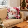thumbnail image 4 of Darzheoy Pink Christmas Pillow Cover with Santa Snowman Tree Print for Home Bedroom Decorative Cushion Holiday Decor, 4 of 6