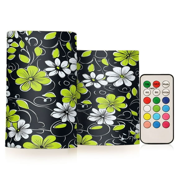 Yayeee Flameless Candles with Remote Flickering Battery Operated Multi Color Changing, White Flower Pattern