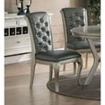thumbnail image 3 of Traditional Silver hue Set of 2 Dining Chairs Formal Tufted Back Upholstered Cushion Seat Kitchen Breakfast Room Side Chairs, 3 of 9