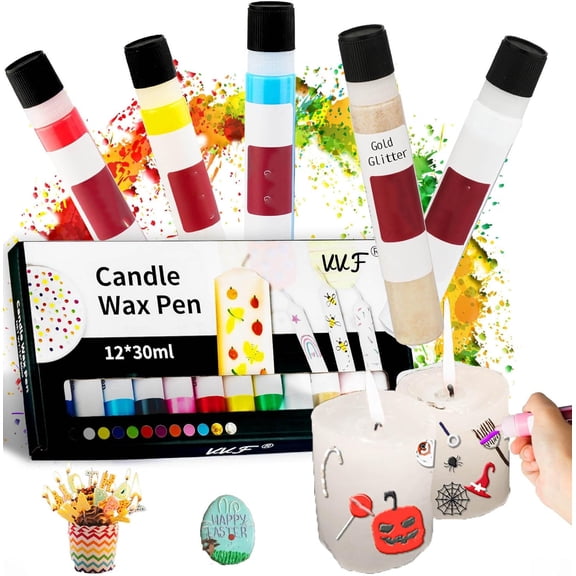 Candle Wax Pen Set – Vibrant Colors with Glitter Pens for DIY Candle Painting, Candle Making, Crafts and Decorations