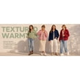 thumbnail image 4 of Mengpipi Women's Short Lapel Cardigan Fuzzy Ribbed Knit Open Front Shacket S-2XL, 4 of 7