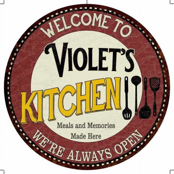 Violet's Kitchen 14" Round Metal Sign Bar Game Room Wall Decor 100140040291